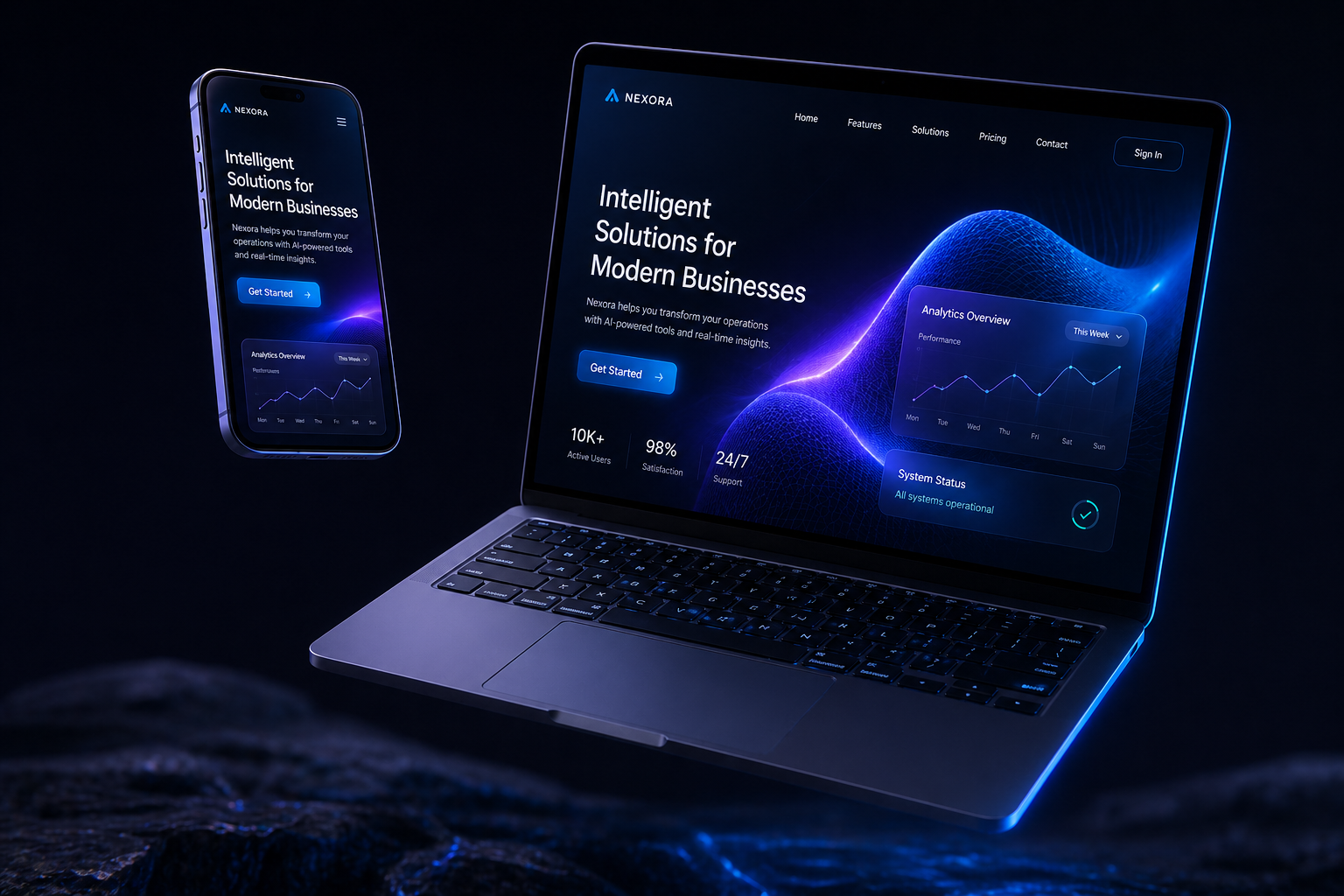 Mockup de Landing Page y Sitio Web Profesional Aknogix en dispositivos